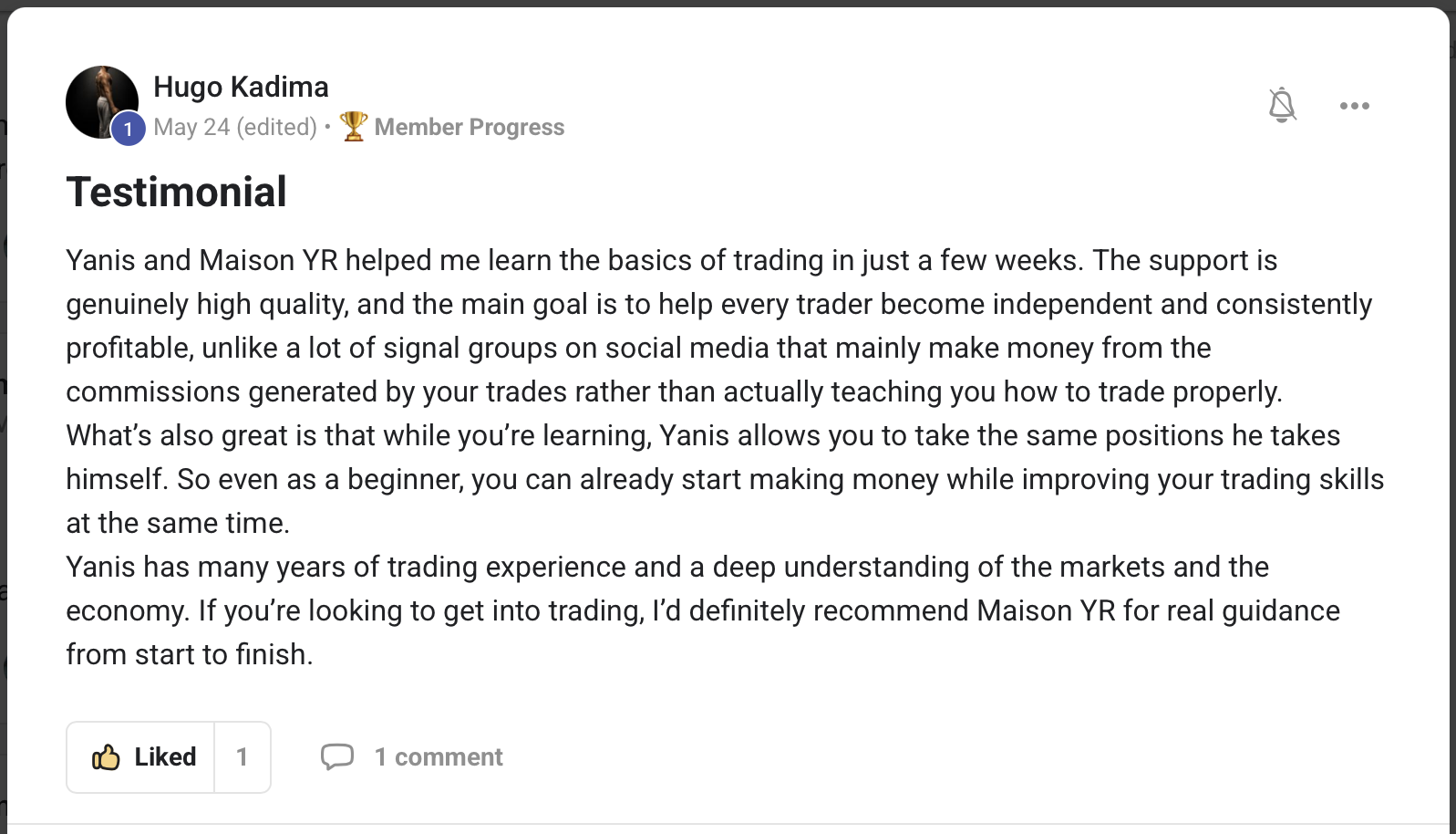 Hugo — testimonial